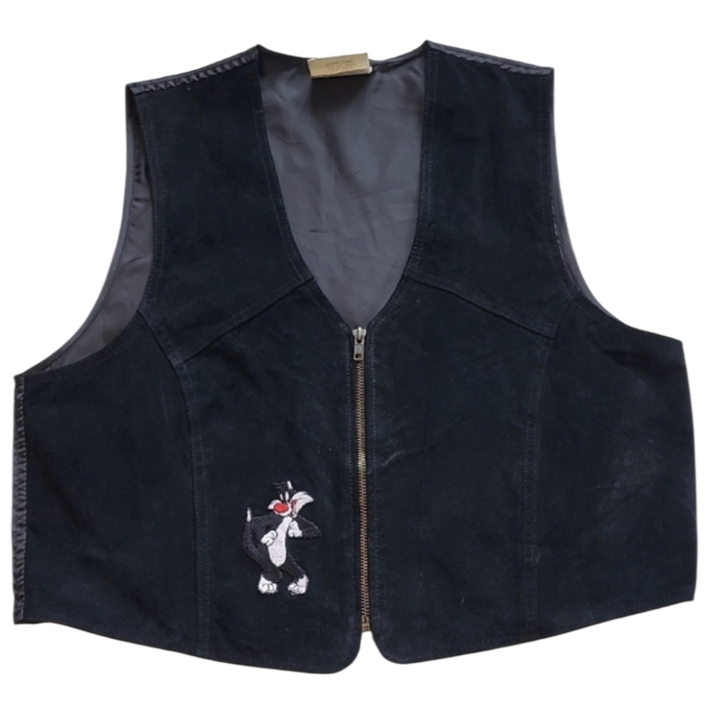 Warner Bros. Genuine Suede Looney Tunes Vest Sylvester Black